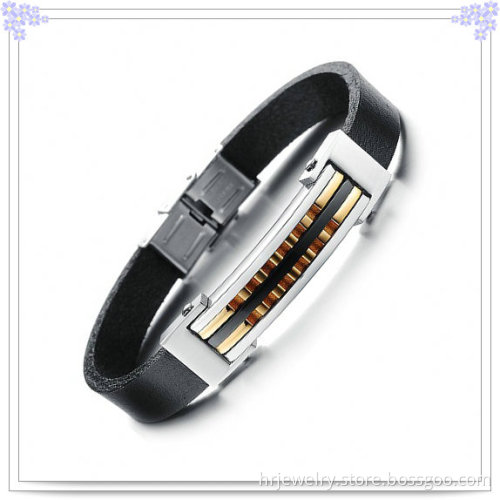 Stainless Steel Jewelry Leather Jewelry Leather Bracelet (HR3226)